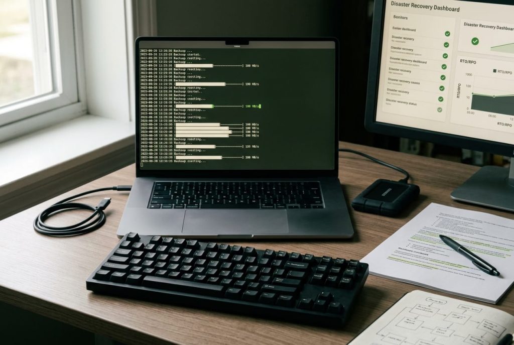 WordPress off-site backup dashboard with restore drill report