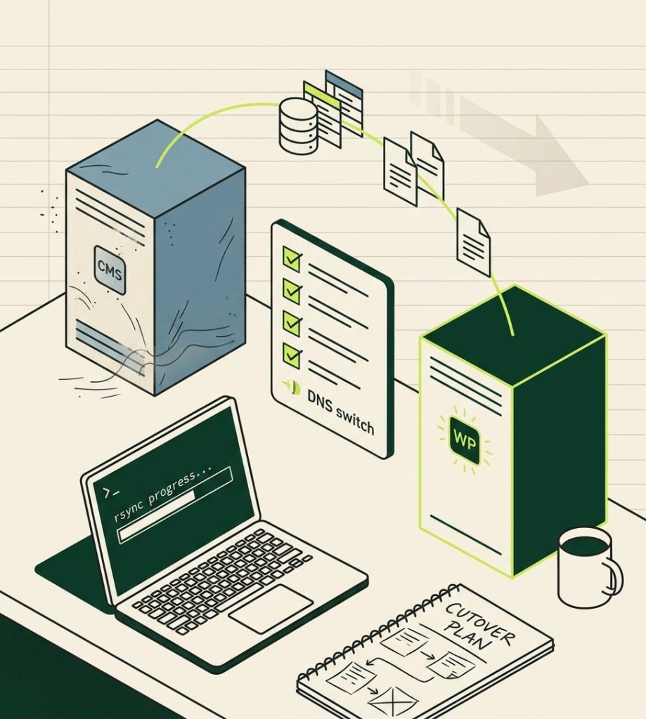 WordPress host to host migration runbook and DNS cutover plan